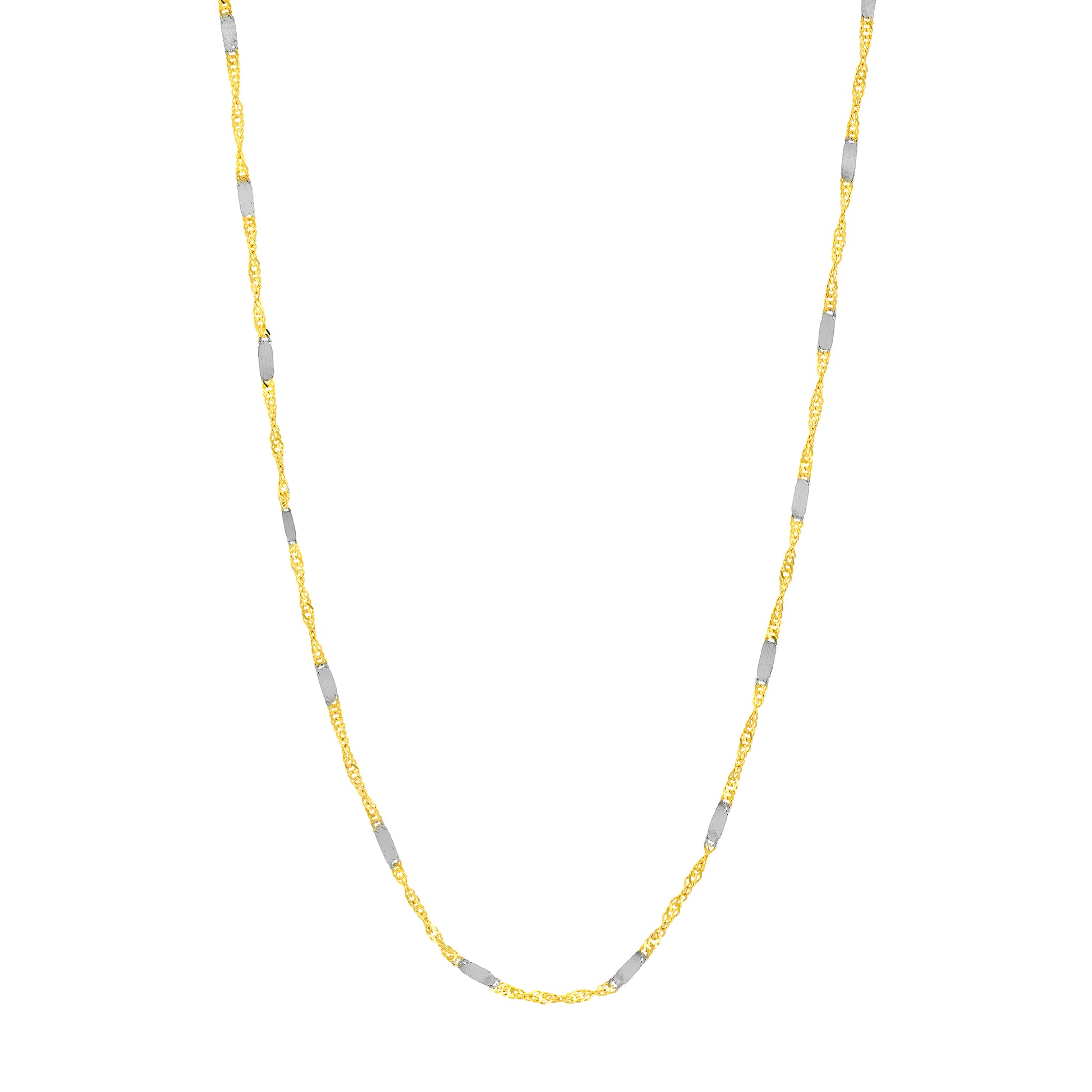 Two-tone Singapore Flat Saturn Chain