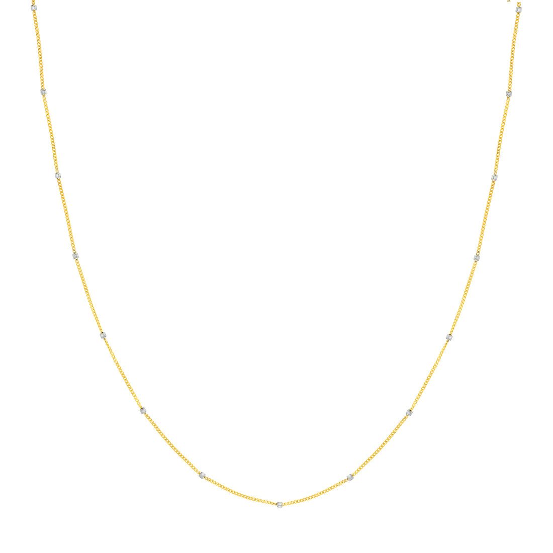 Two-Tone Cube Saturn Chain with Lobster Lock