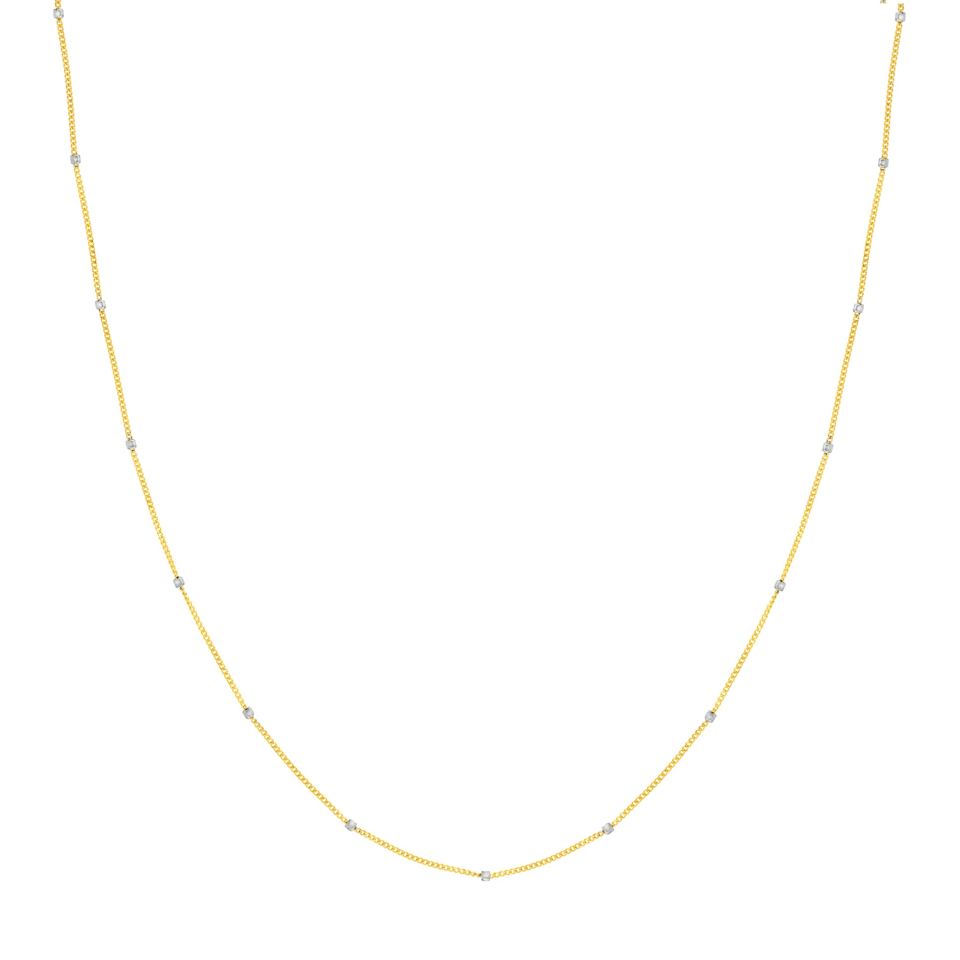 Two-Tone Cube Saturn Chain with Lobster Lock