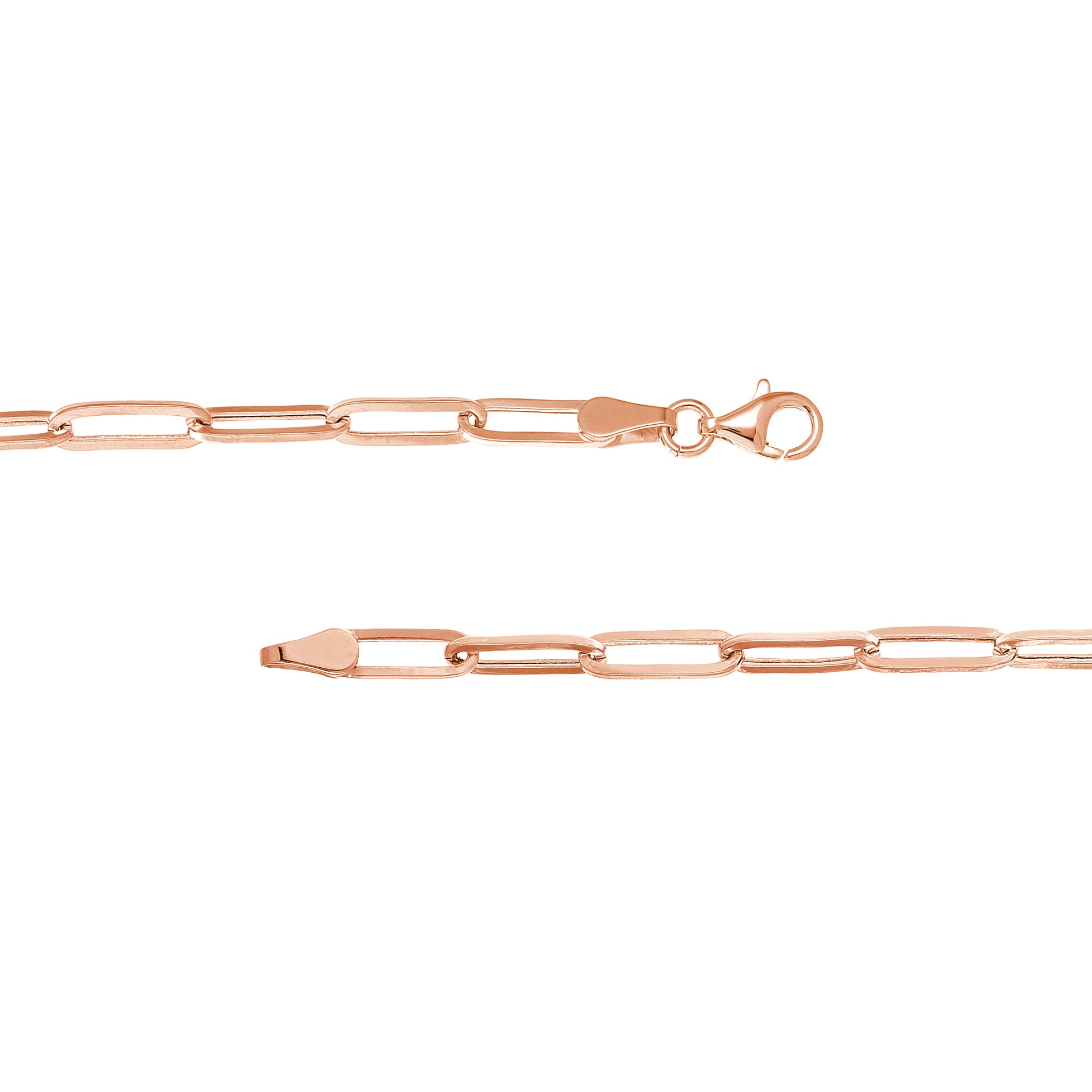 3.80mm Hollow Paper Clip Chain with Pear Lock