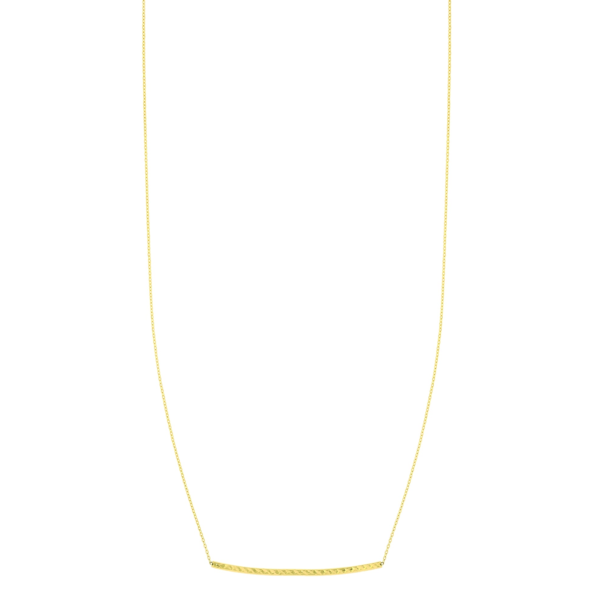 14K Gold Diamond Cut Thin Bar Necklace