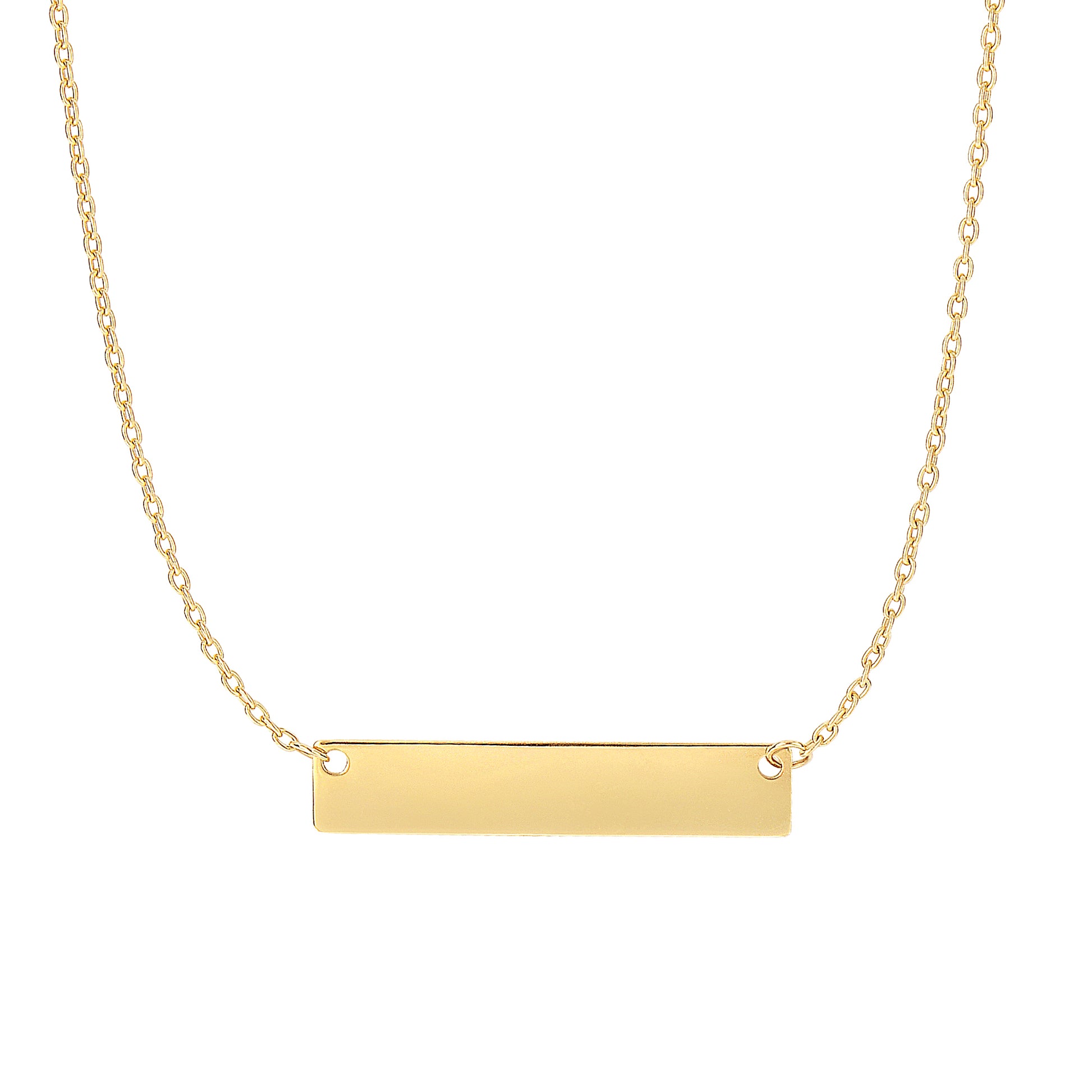 14K Gold Small Polished Bar Necklace