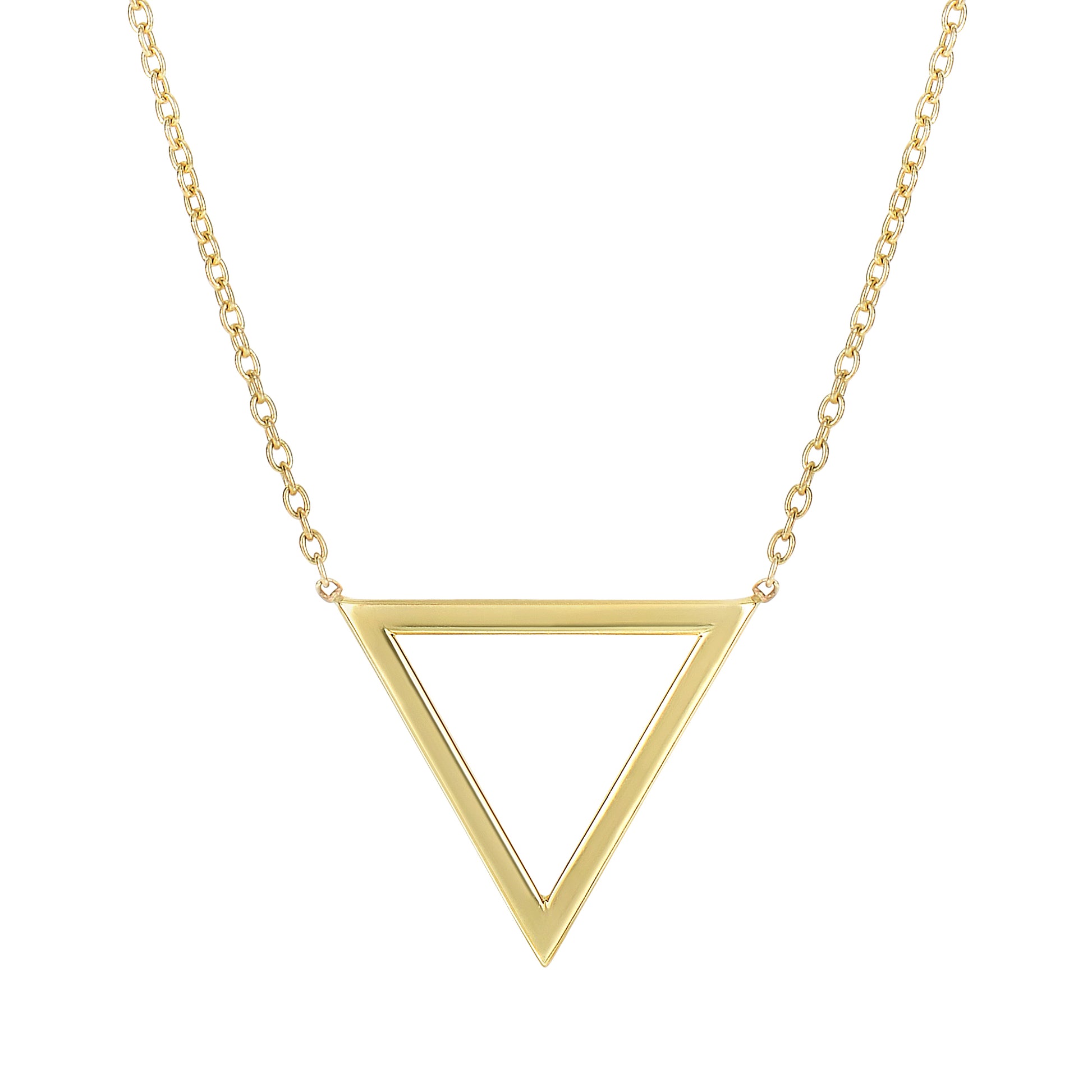 14K Gold Polished Triangle Necklace