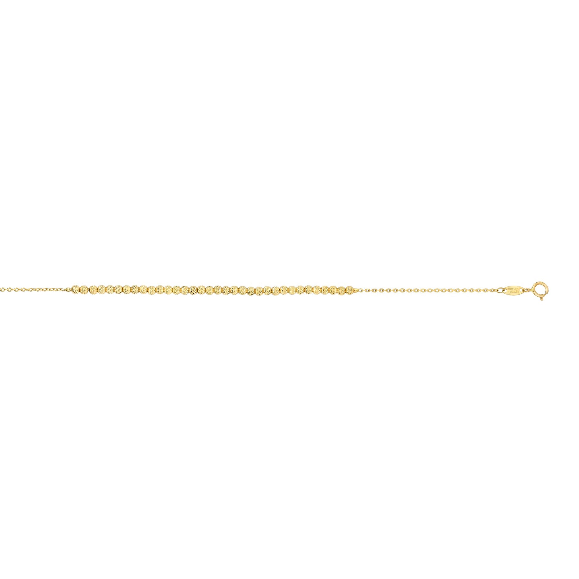 14K Yellow Gold Diamond Cut Bead Bracelet