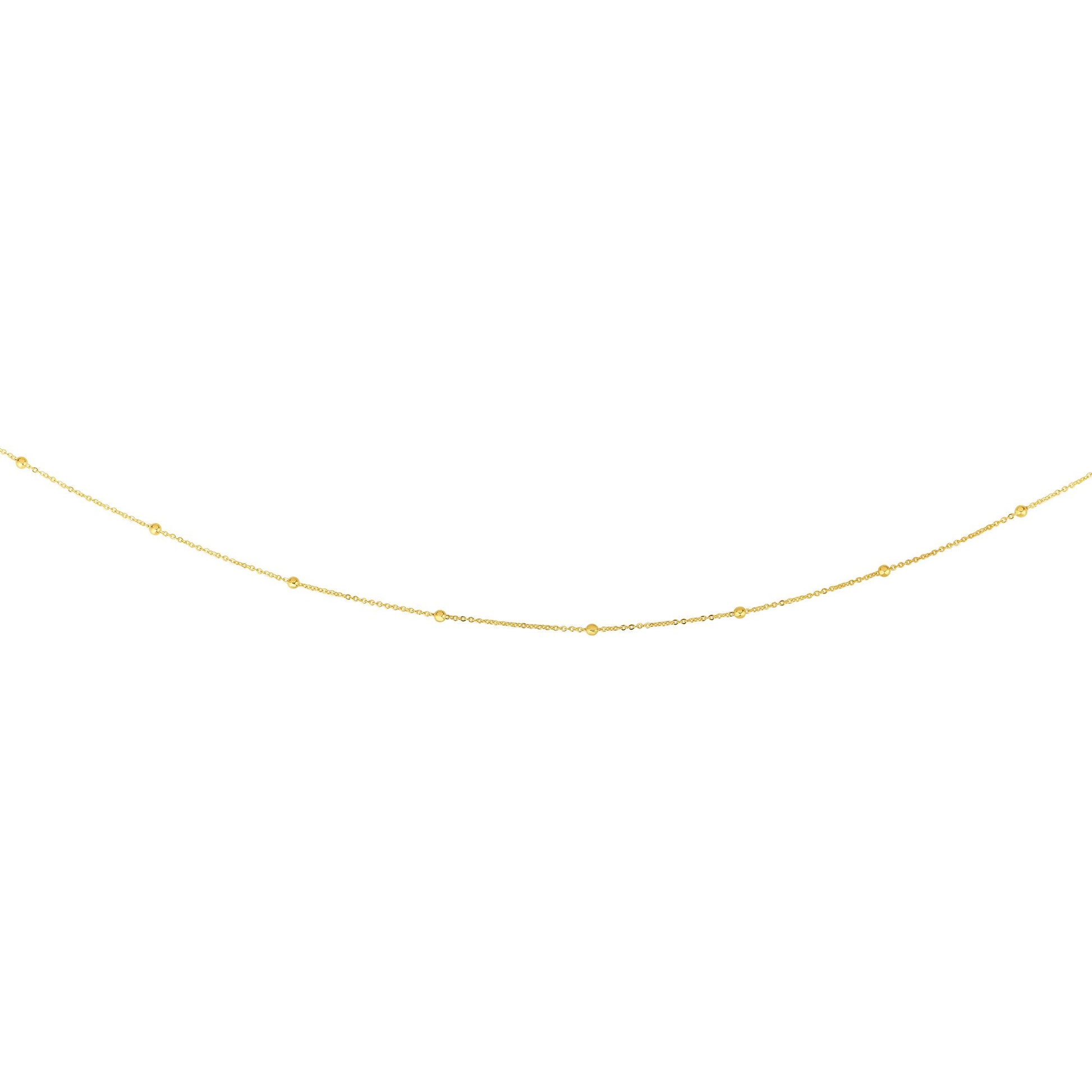 14K Gold 1.8mm Polished Bead Saturn Chain