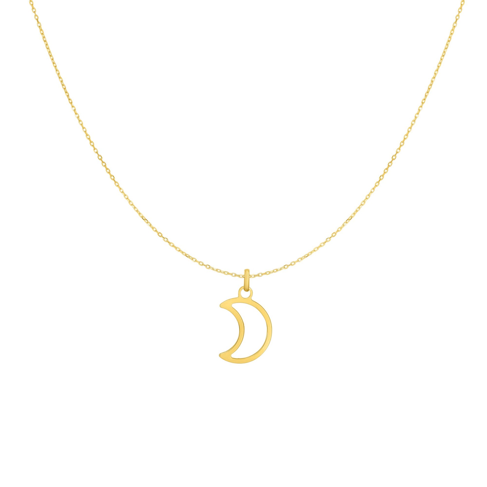 14K Gold Open Moon Necklace