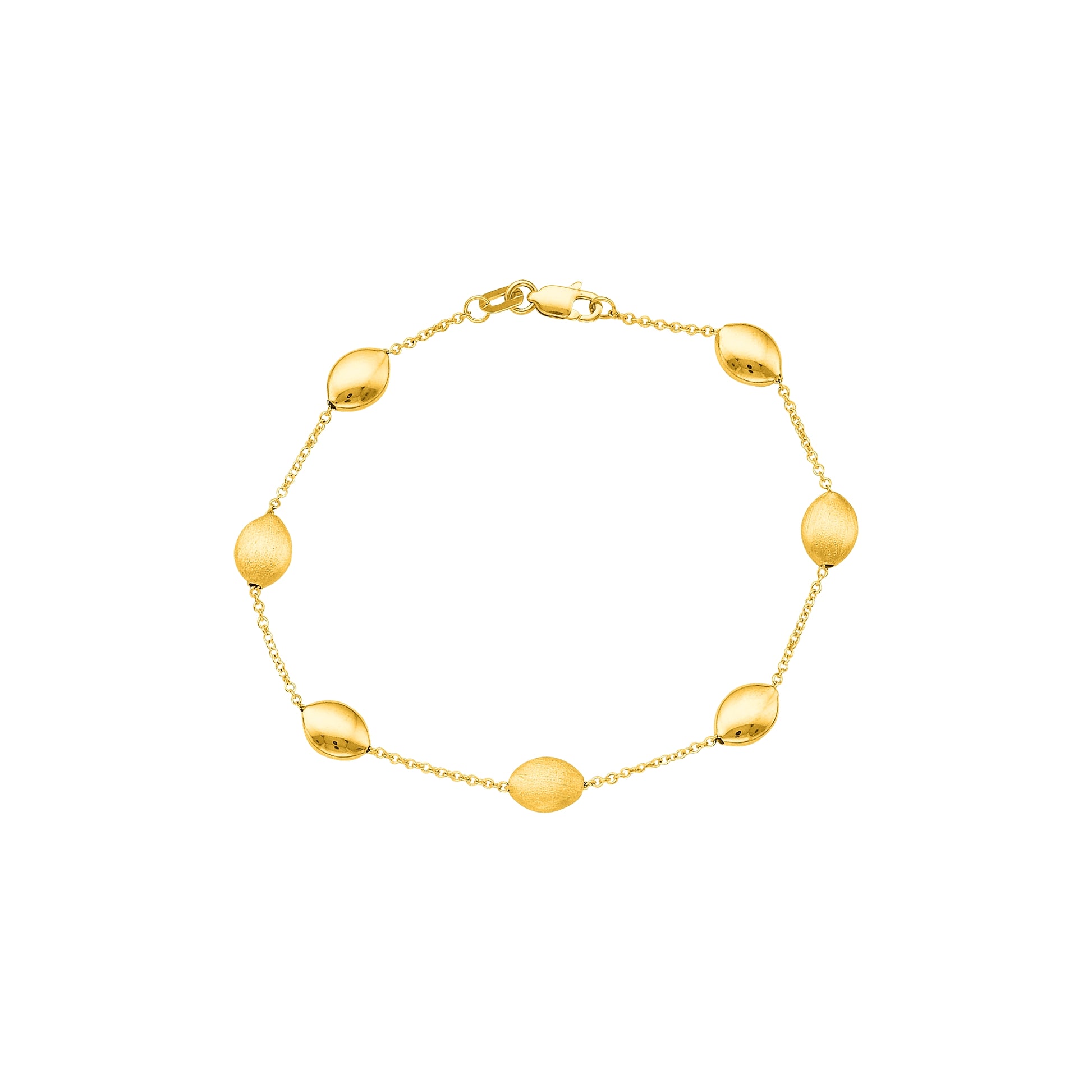 14K Tri-color Gold Satin Pebble Strand  Necklace