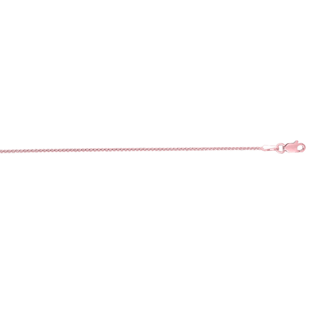 14K Gold 1mm Diamond Cut Round Wheat Chain