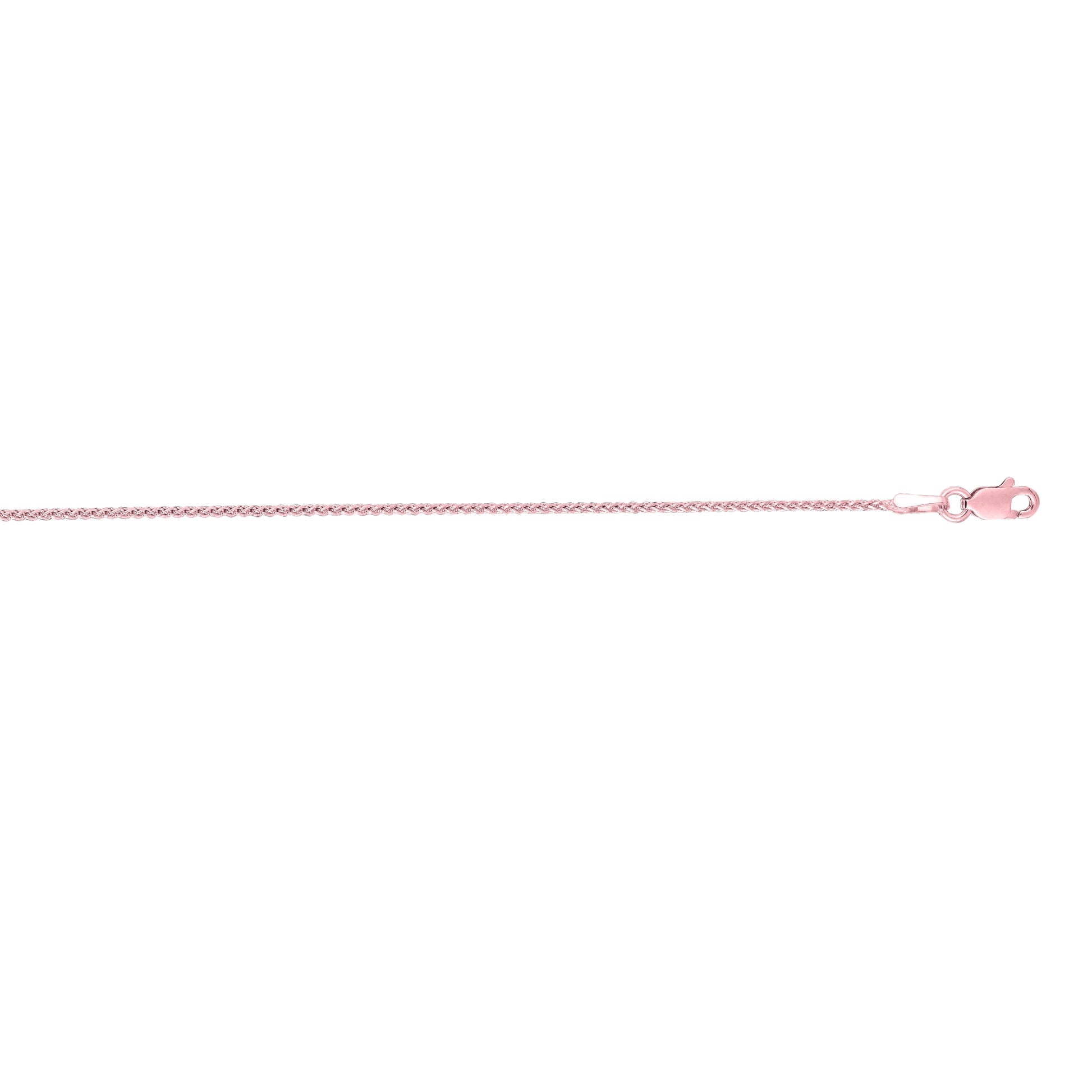 14K Gold 1mm Diamond Cut Round Wheat Chain