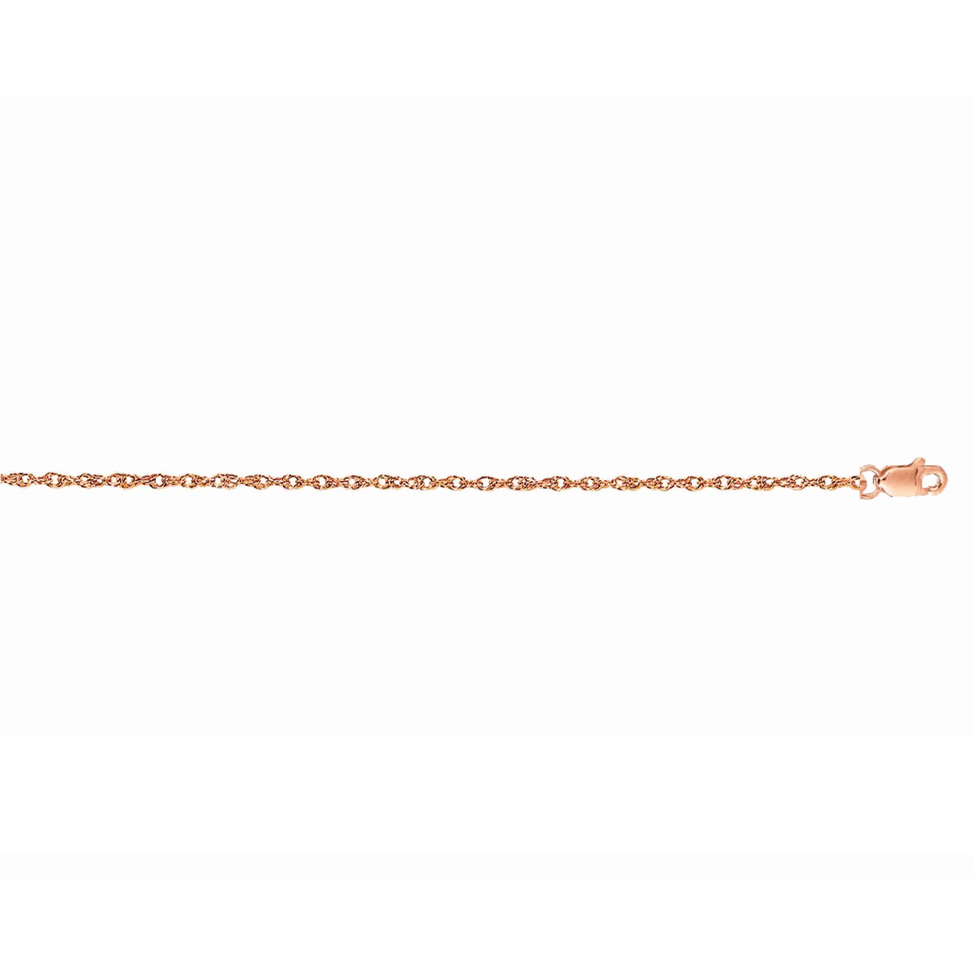 14K Gold 1.0mm Machine Rope Chain (Carded)