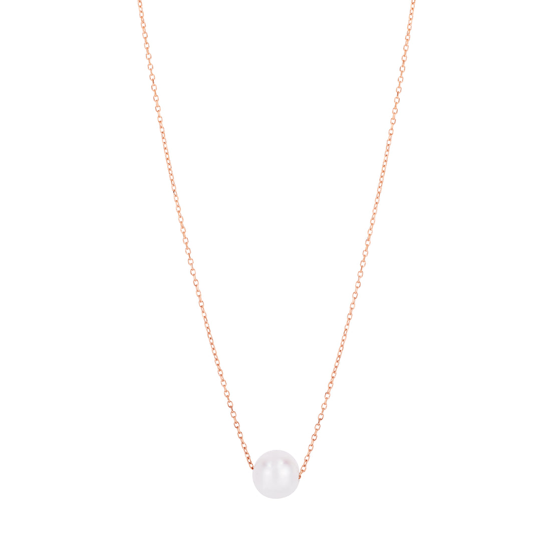 14K Pearl Necklace Solitaire