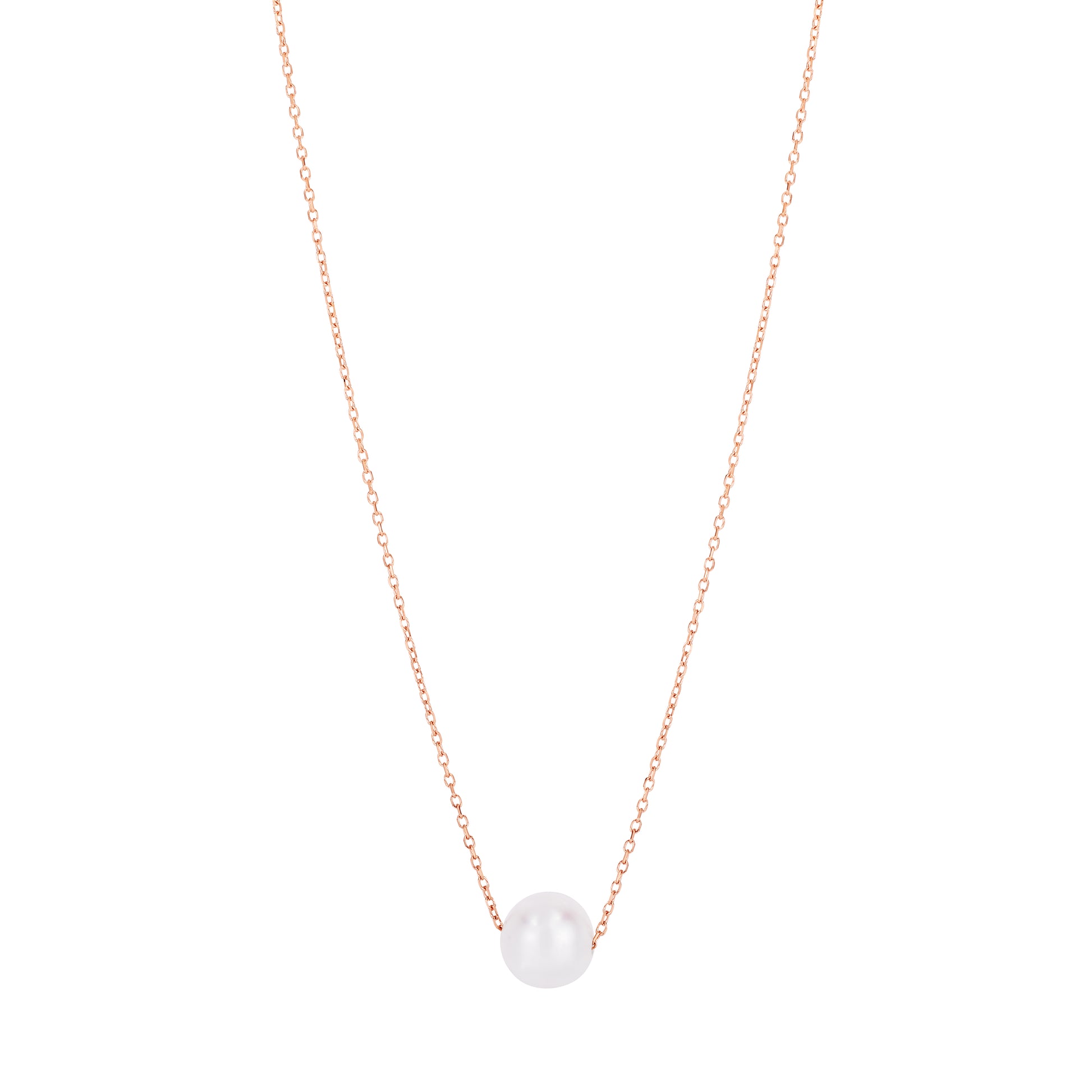 14K Pearl Necklace Solitaire
