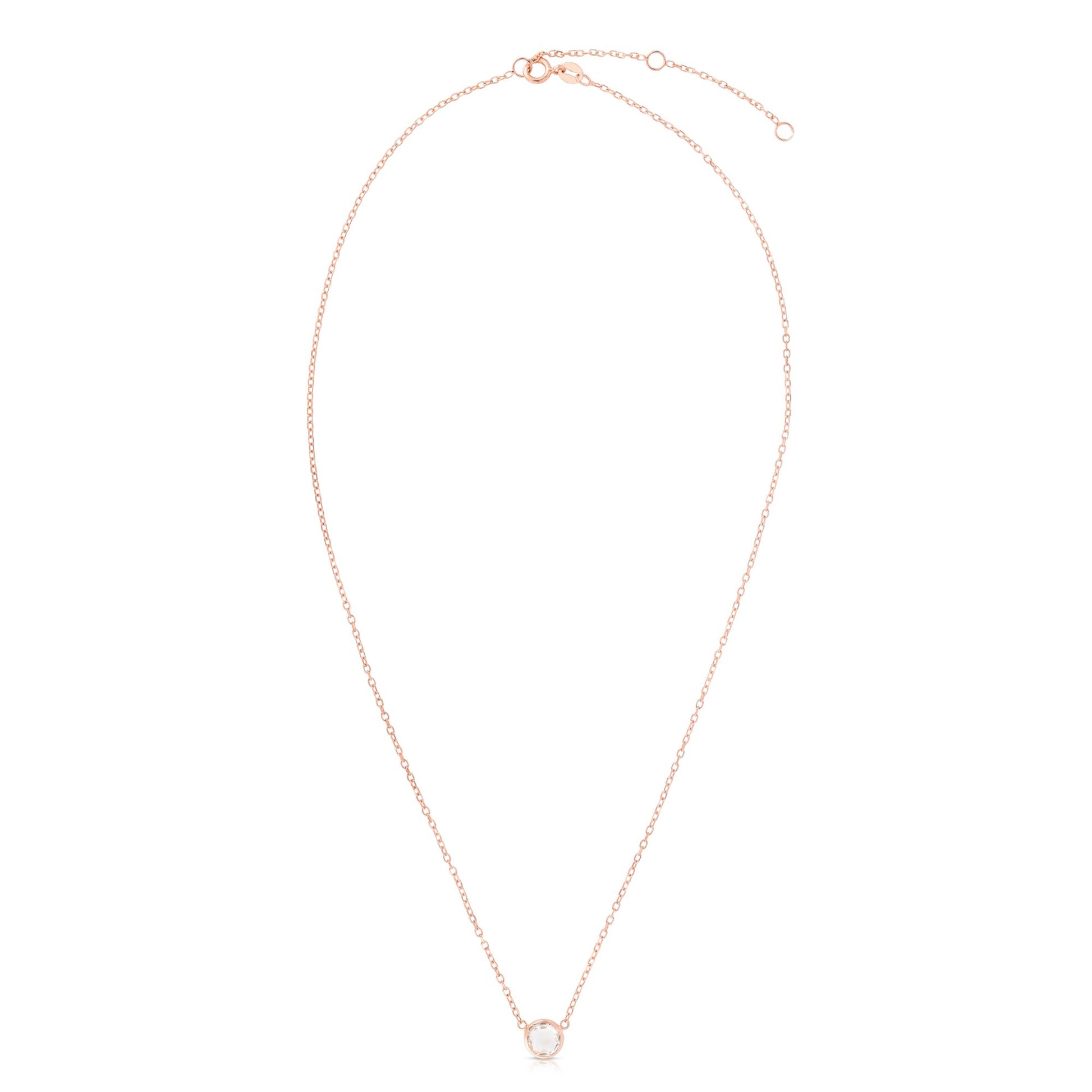 14K Gold & White Topaz Solitaire Necklace