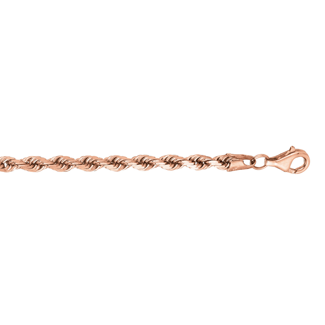 14K Gold 8.5"" 3.8mm Diamond Cut Royal Rope Chain