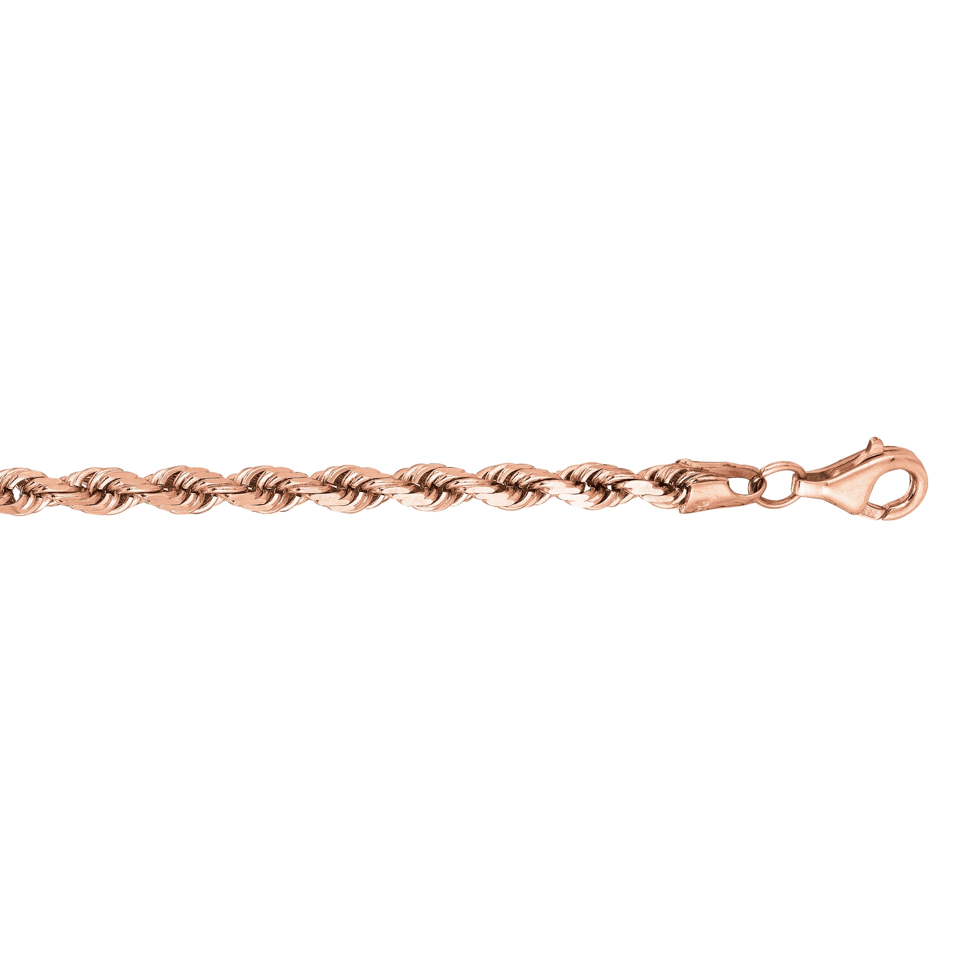 14K Gold 24"" 3.8mm Diamond Cut Royal Rope Chain