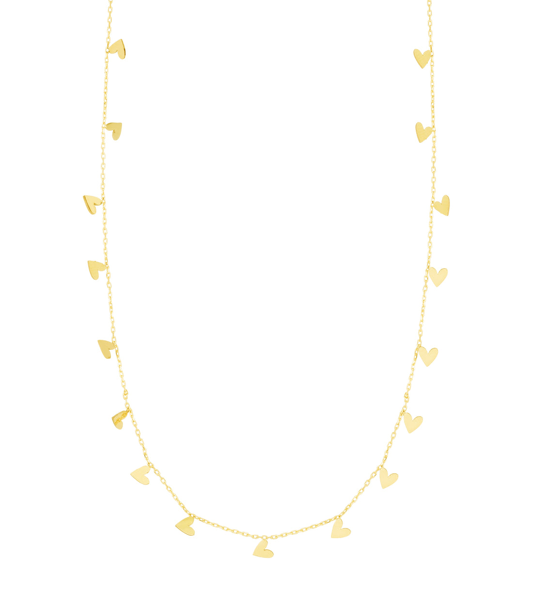14K Gold Dangling Hearts Necklace