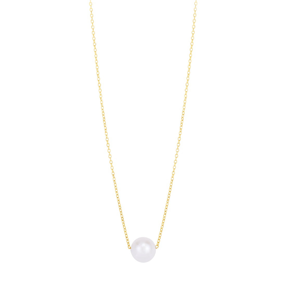 14K Pearl Necklace Solitaire