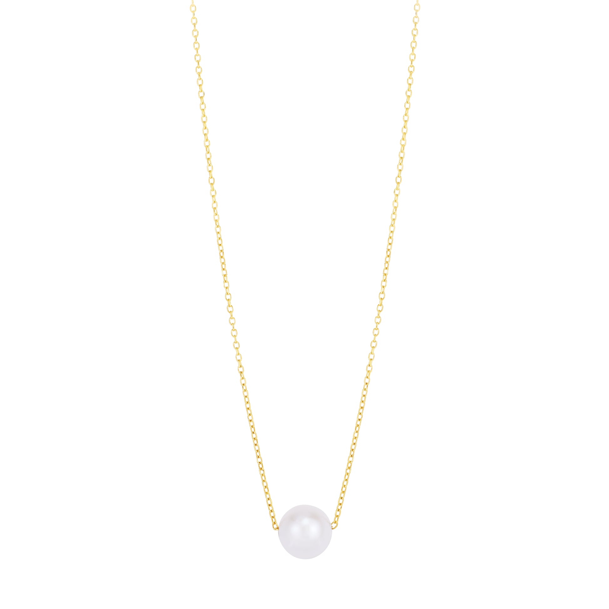 14K Pearl Necklace Solitaire