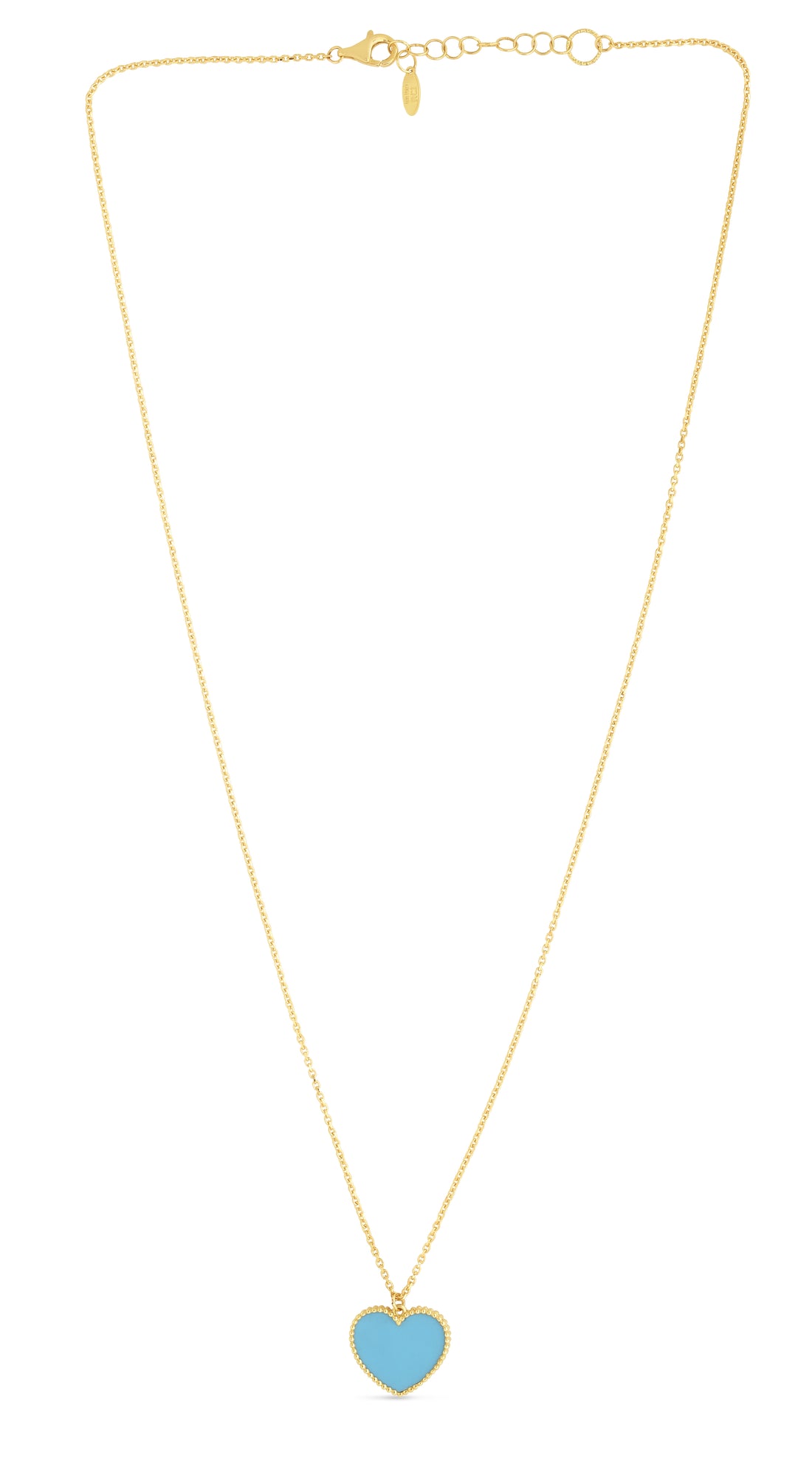14K Gold Turquoise Paste Heart Necklace
