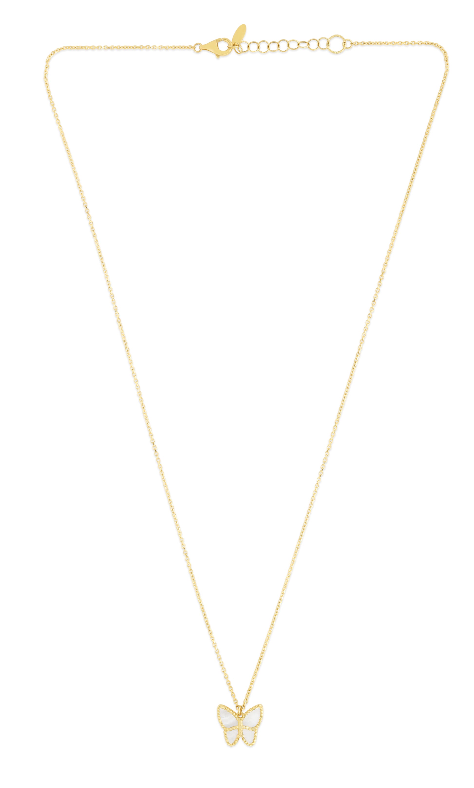 14K Gold Mother of Pearl Butterfly Necklace