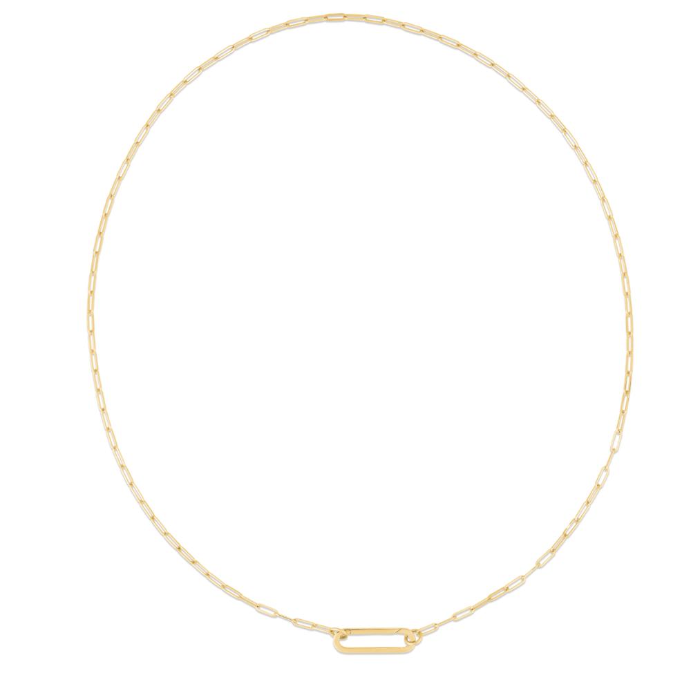 14K Elongated Link Push-lock Necklace