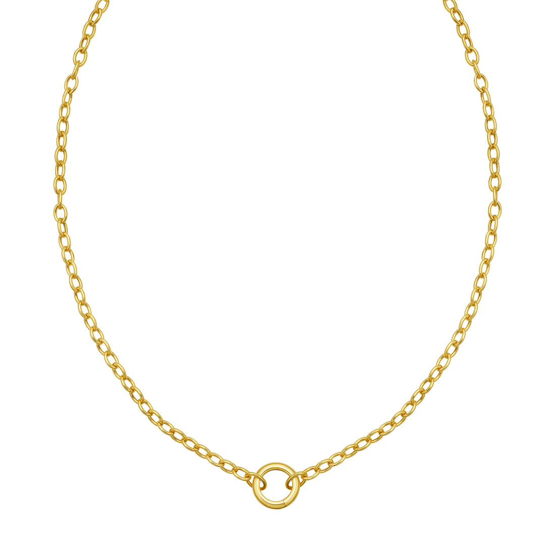14K Push Lock Charm Necklace
