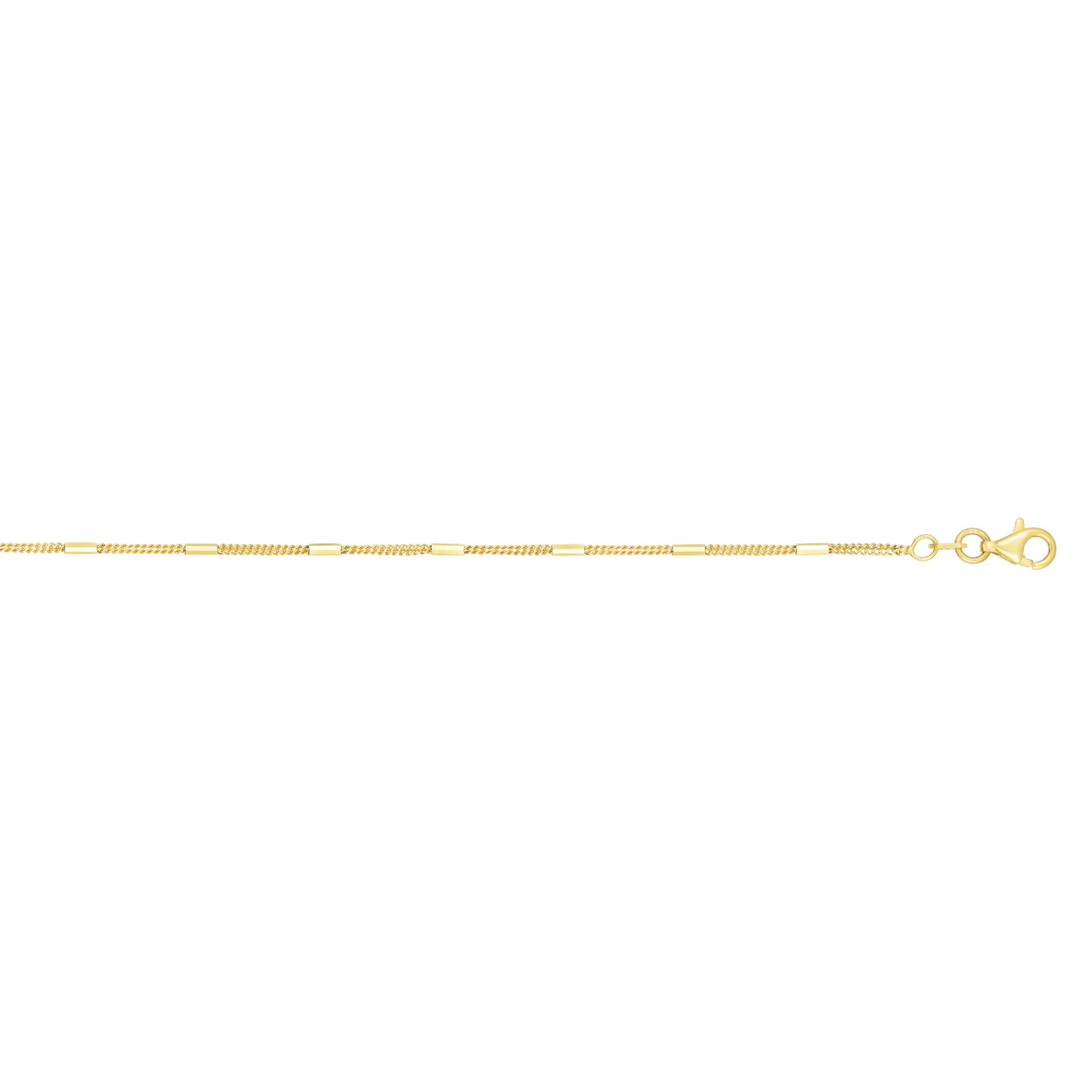 14K Gold 1.3mm Polished Bar Station Saturn Chain