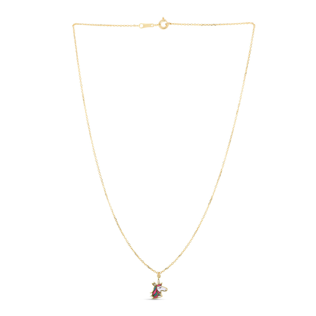 14K Gold Enamel Unicorn Necklace