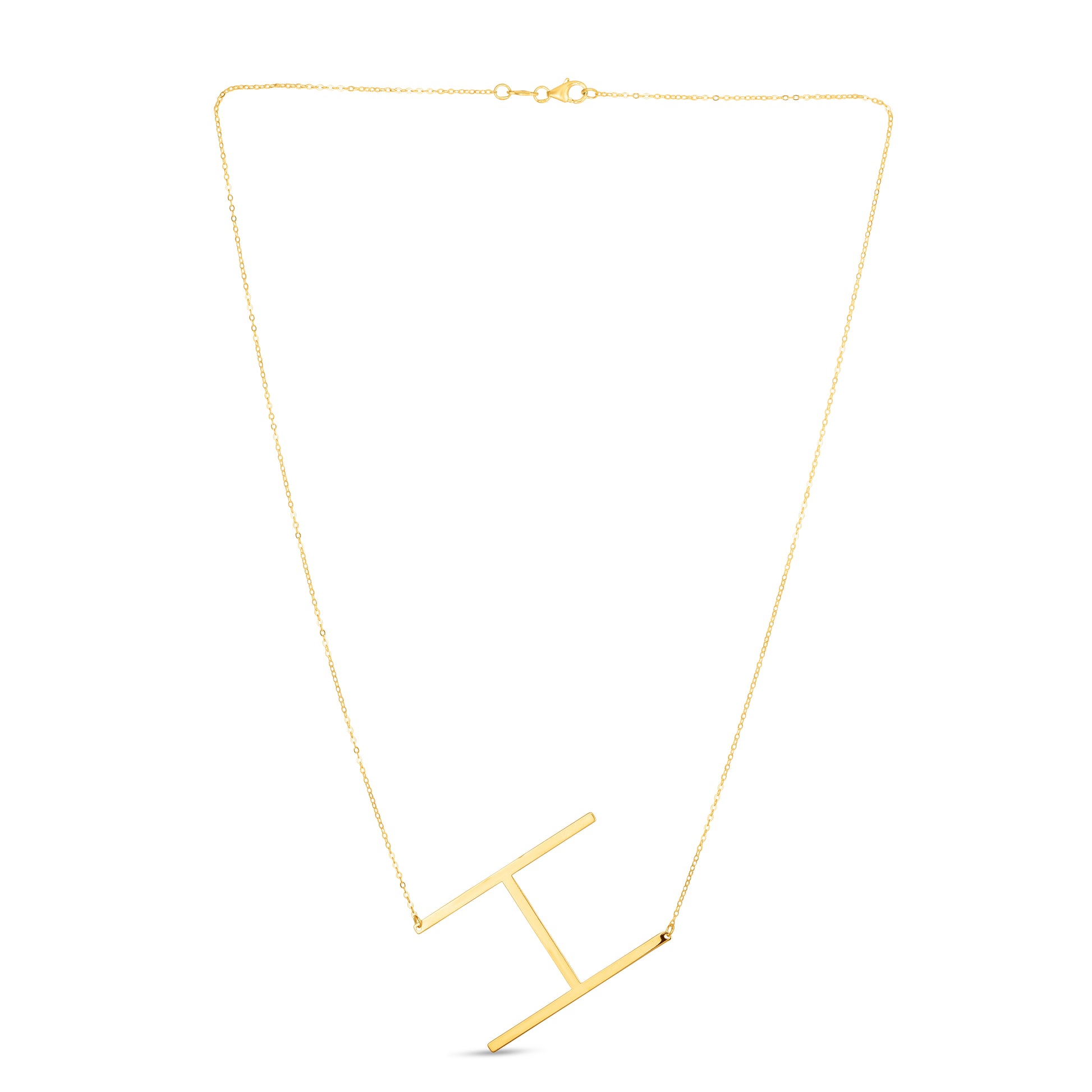 14K Gold Large Initial H Necklace