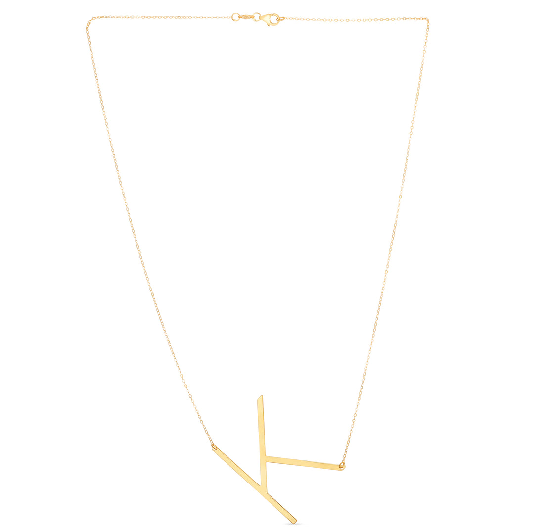 14K Gold Large Initial K Necklace