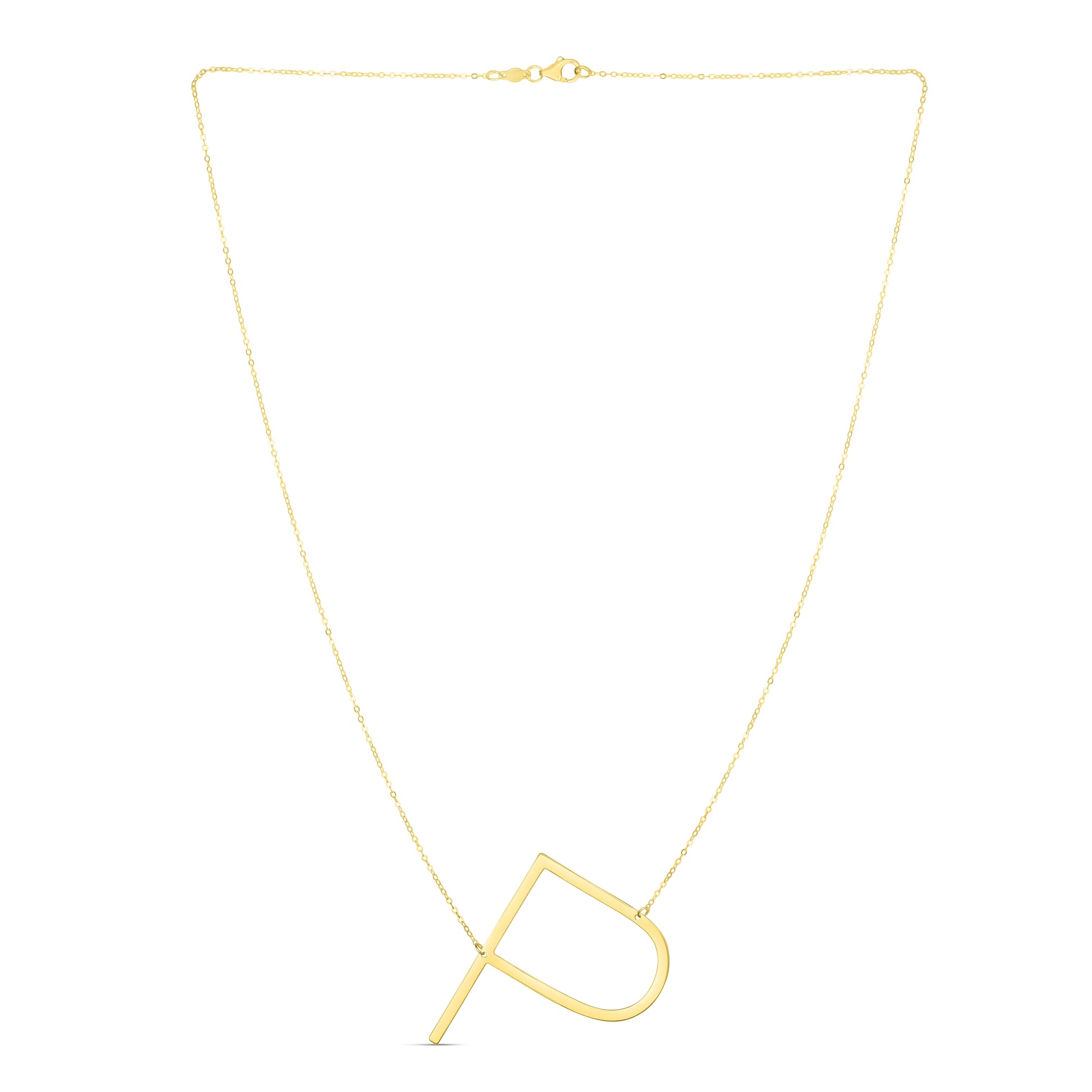 14K Gold Large Initial P Necklace