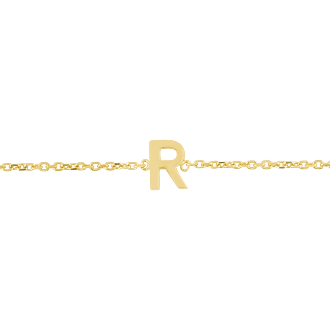 14K Mini Initial R Bracelet