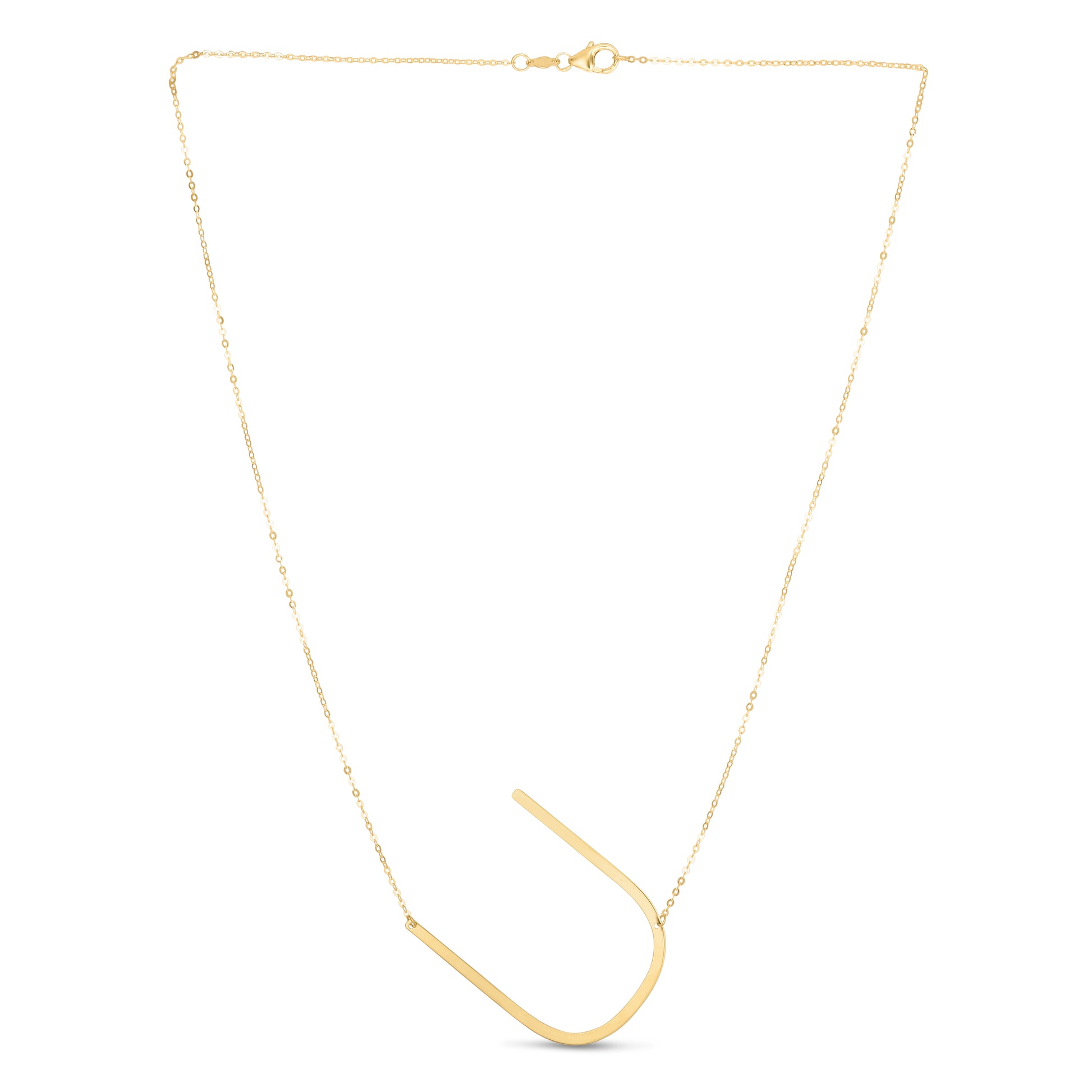 14K Gold Large Initial U Necklace