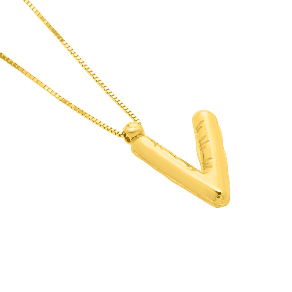 14K Helium Initial V Pendant