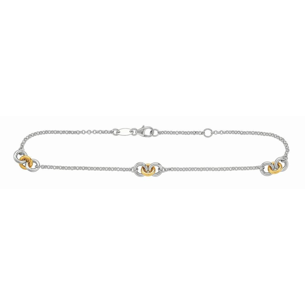 14K & Silver Stationed Circles Anklet