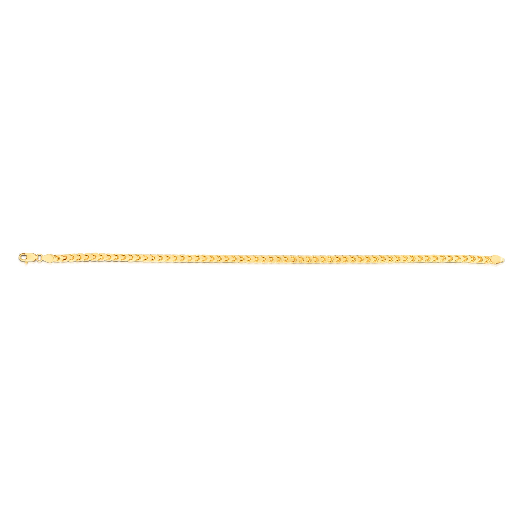 14K Gold 7.5"" 3.1mm Diamond Cut Round Franco Chain