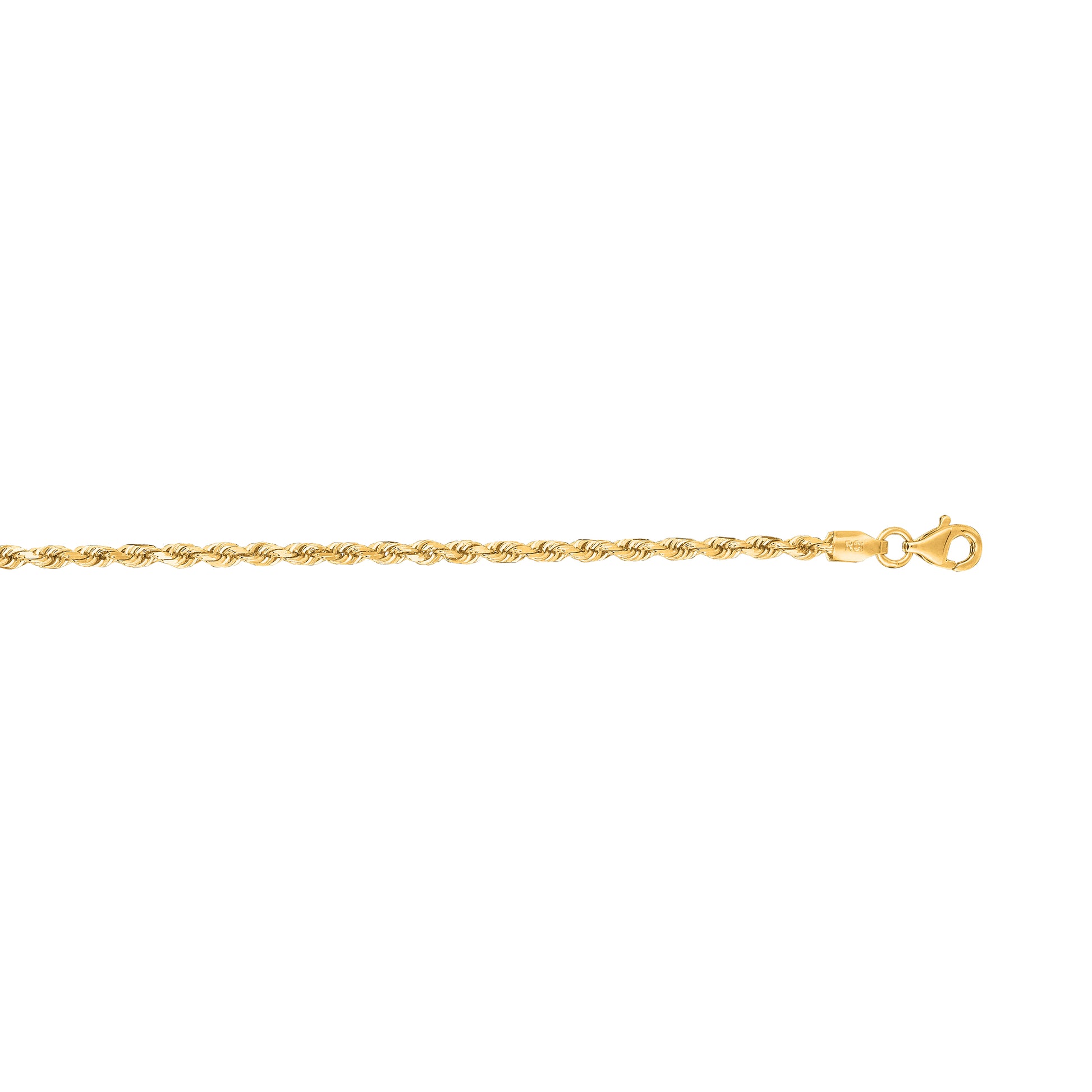 14K Gold 18"" 2.5mm Diamond Cut Royal Rope Chain