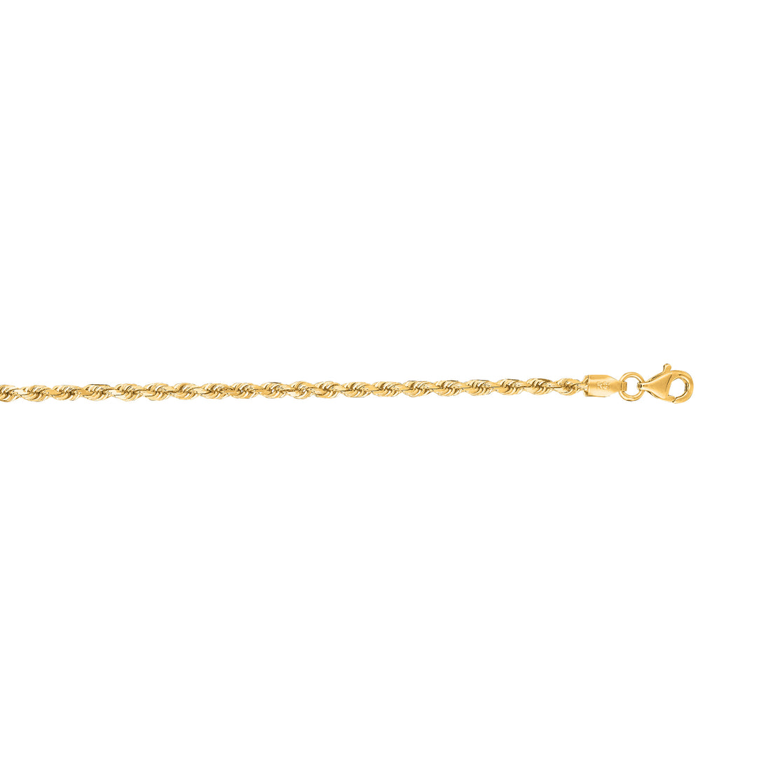 14K Gold 20"" 2.5mm Diamond Cut Royal Rope Chain