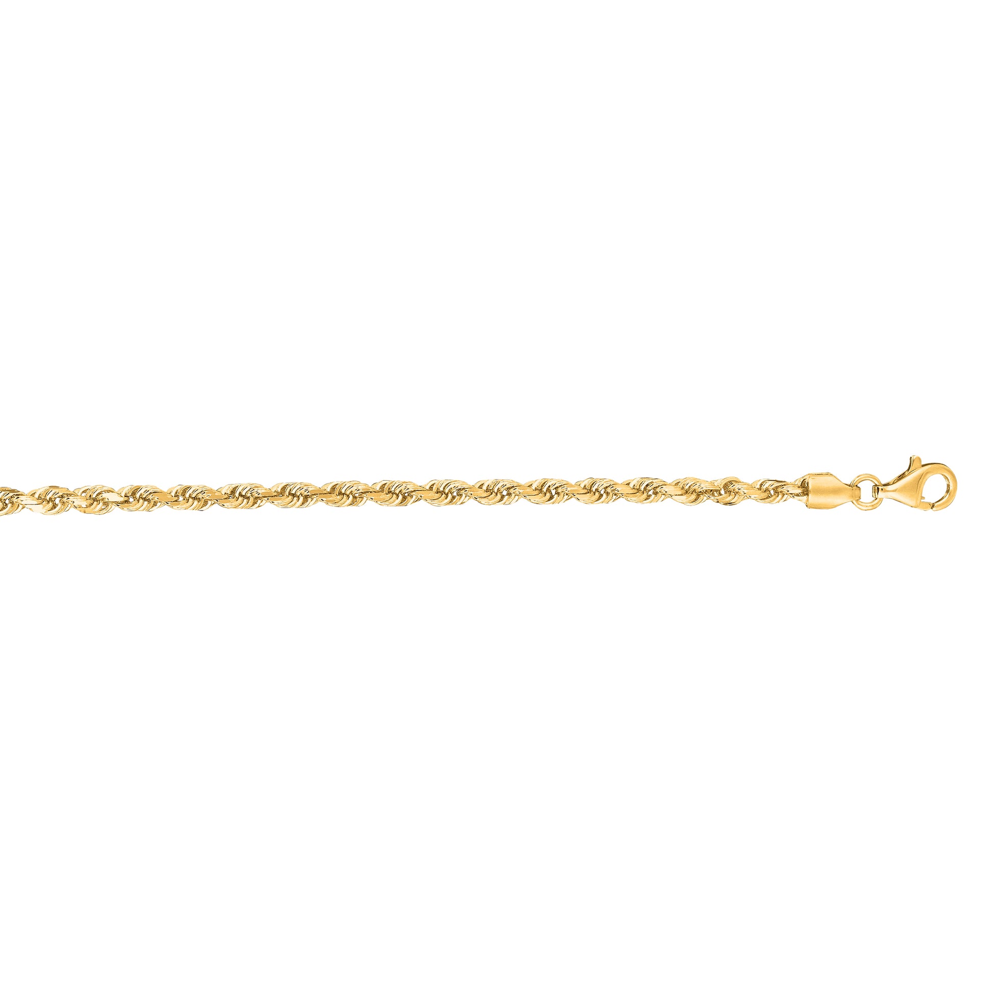 14K Gold 16"" 3mm Diamond Cut Royal Rope Chain