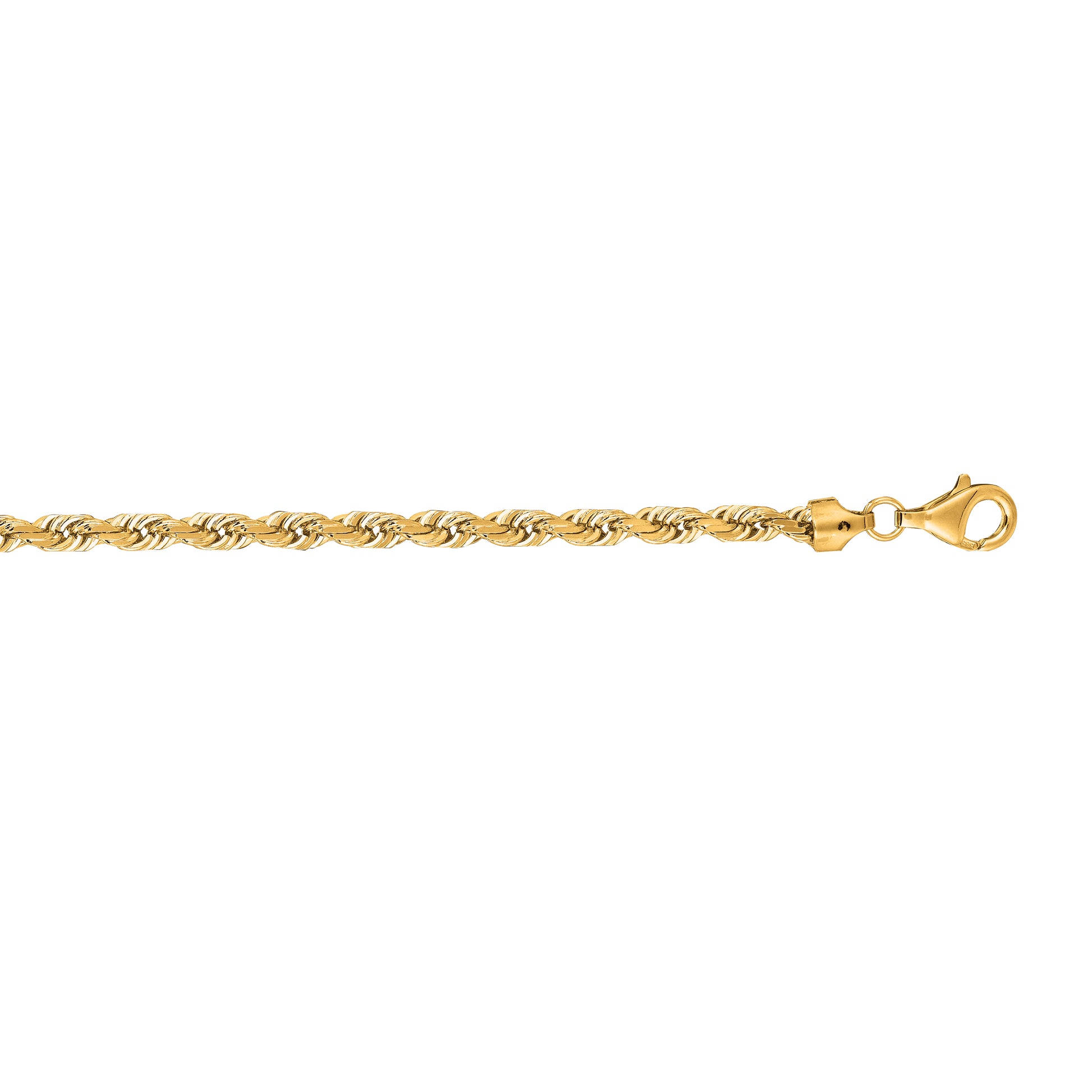 14K Gold 20"" 5mm Diamond Cut Royal Rope Chain