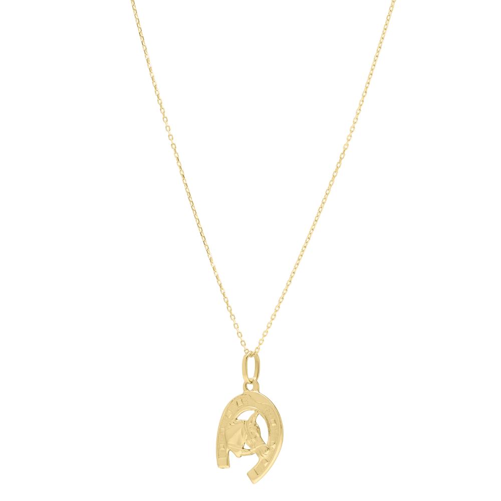 14K Horse & Horseshoe Pendant