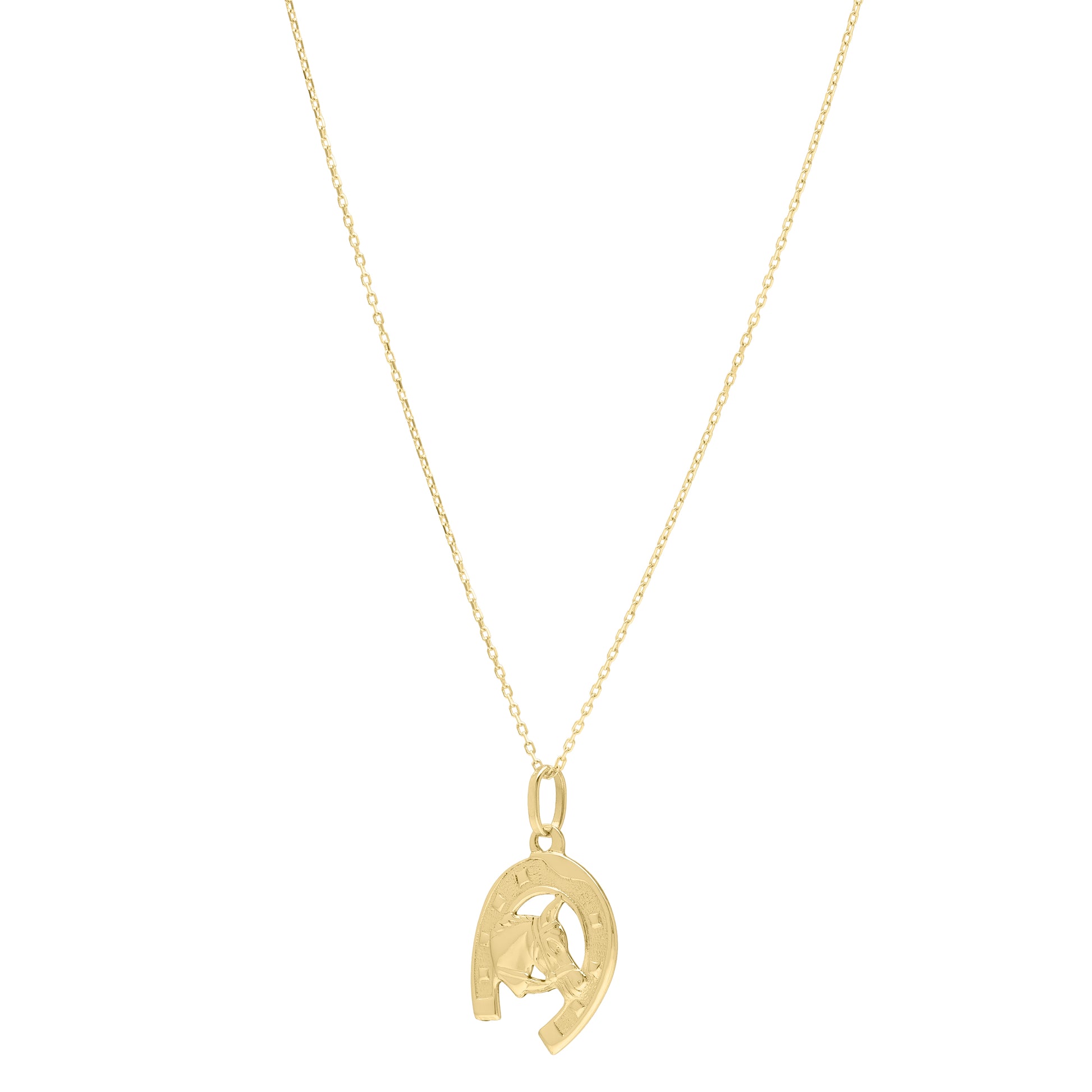 14K Horse & Horseshoe Pendant