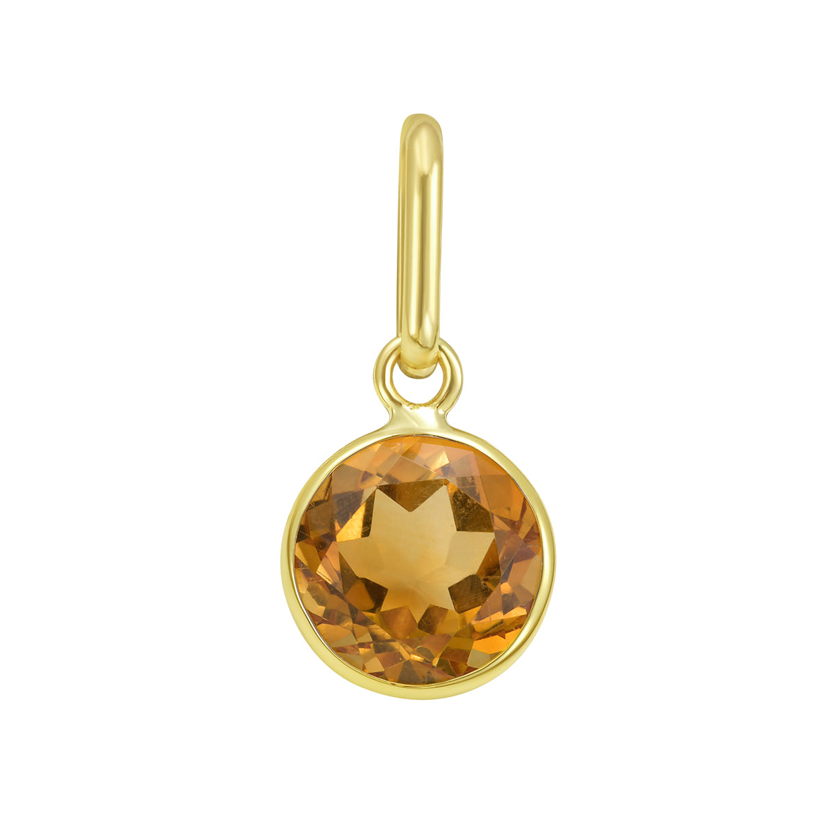 14K Round Citrine Charm