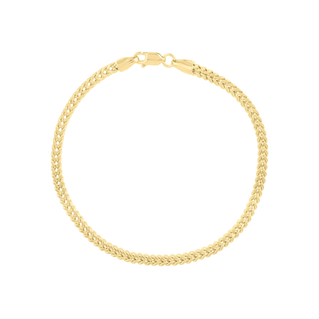 14K Gold 20"" 3mm Semi-Solid Square Franco Chain