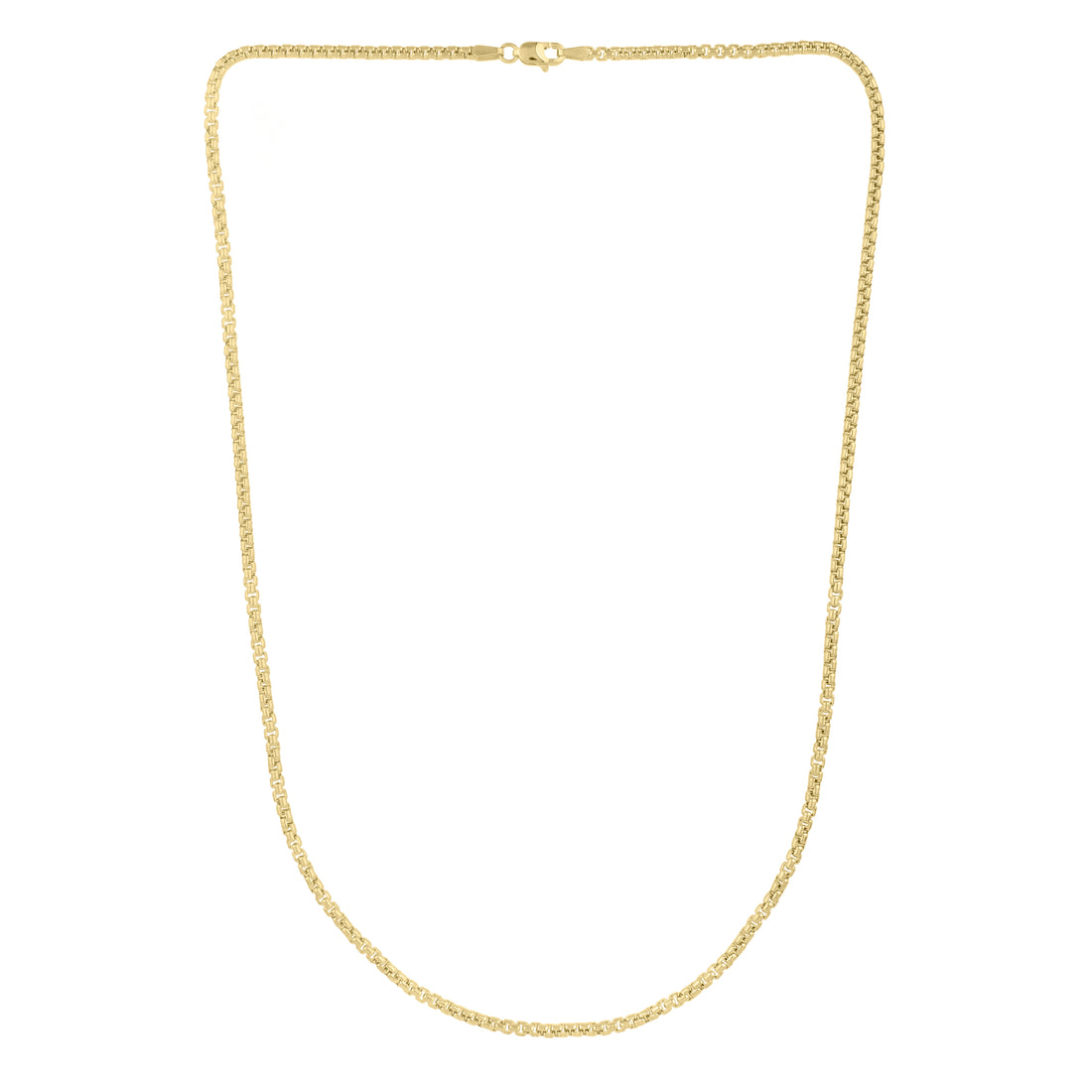 14K Gold 2.5mm Solid Round Box Chain
