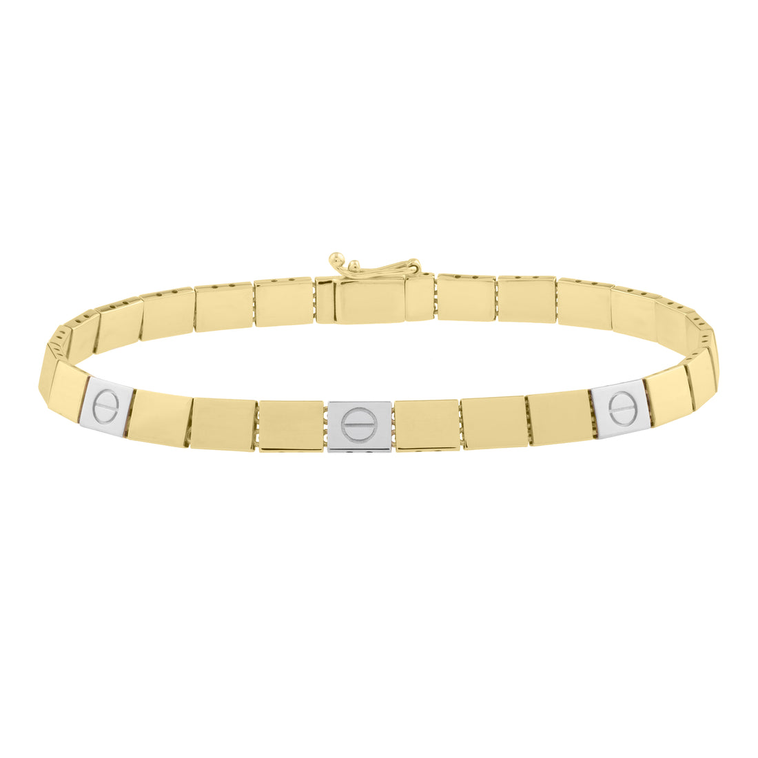 14K Gold Two-Tone Nail Head Bracelet