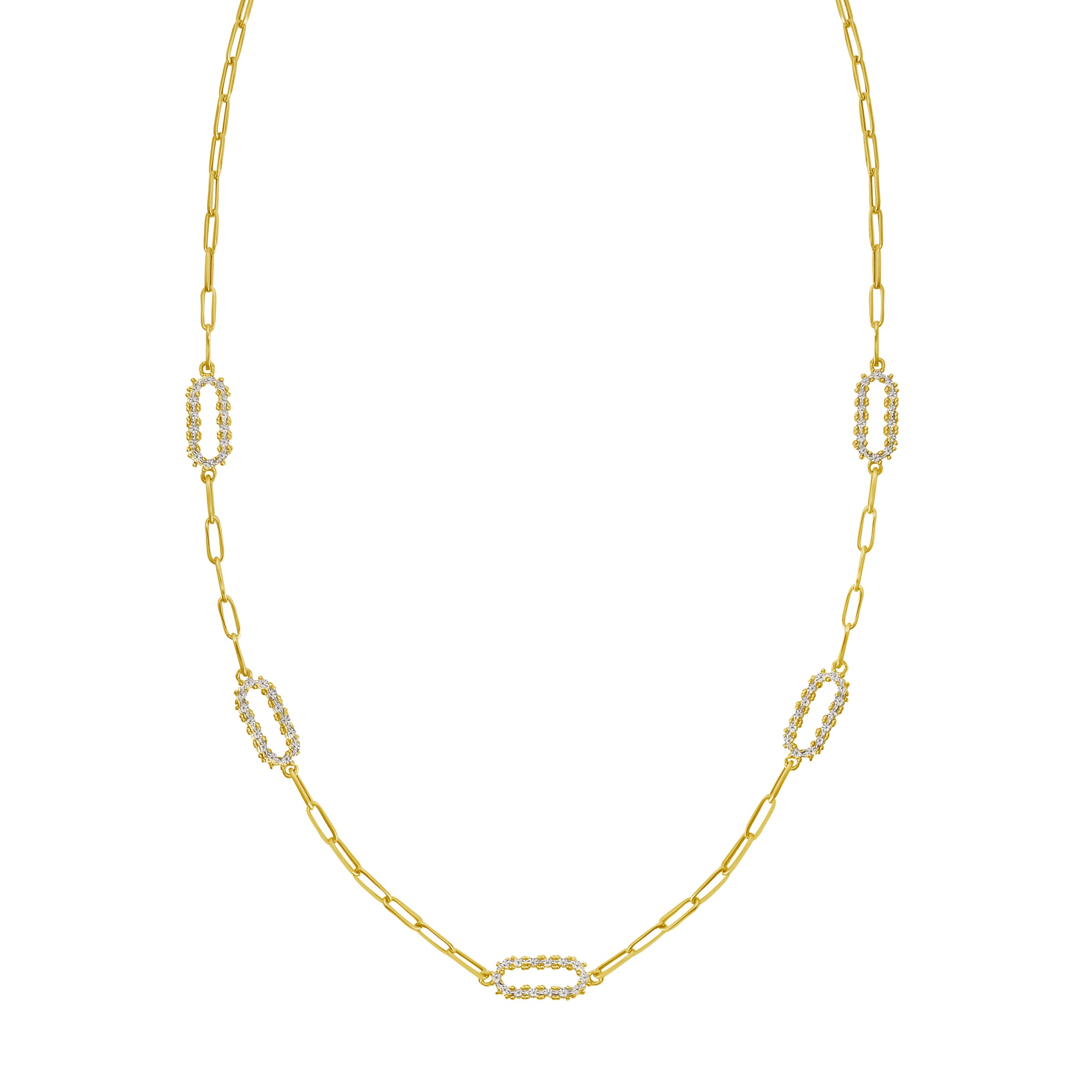 14K DiamonOro Paperclip Necklace