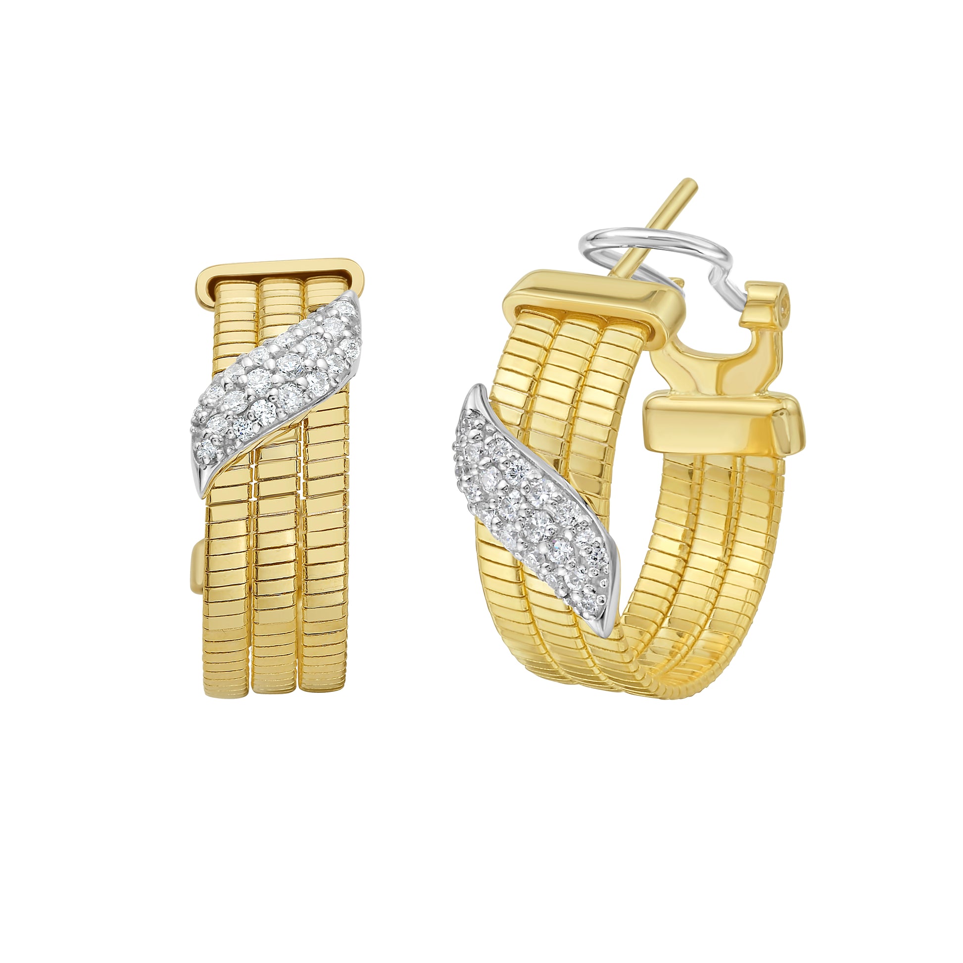 14K .33ct Diamond Omega Hoops