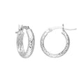 3mm x 15mm Diamond-Cut Hoop Earrings