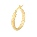 3mm x 20mm Diamond-Cut Hoop Earrings